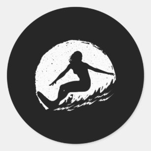 Surf Art For Women Girls Beach Surfer Hawaiian Wav Classic Round Sticker