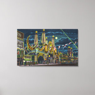Surf Avenue View of Luna Park Entrance at Canvas Print