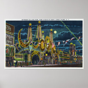 Surf Avenue View of Luna Park Entrance at Poster