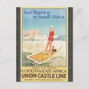 Surf Bathing In South Africa , Vintage Postcard