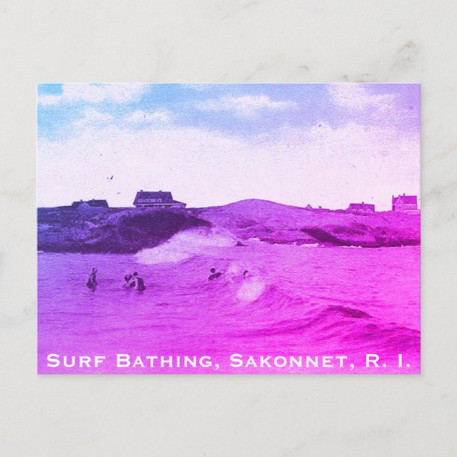 Surf Bathing, Sakonnet - Little Compton, RI Holiday Postcard (Front)