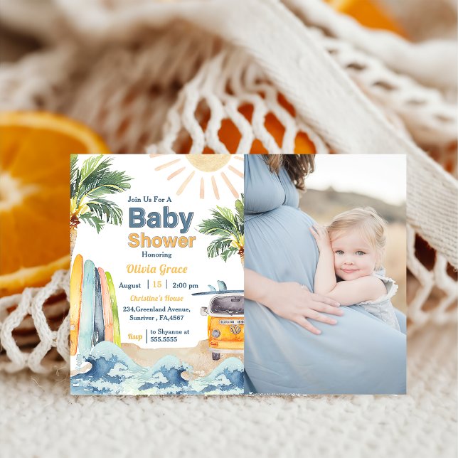 Surf Beach Baby Shower Photo Invitation (Creator Uploaded)