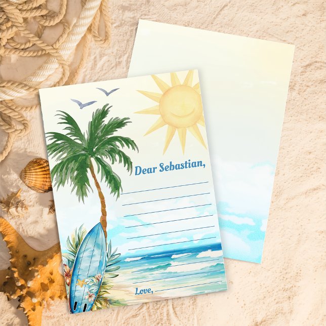 Surf Beach Birthday Party Time Capsule Note Card (Creator Uploaded)