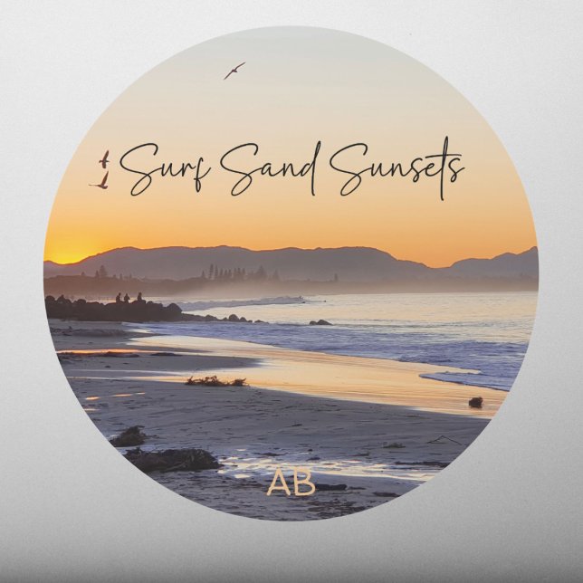 Surf Beach Personalised Classic Round Sticker (Creator Uploaded)