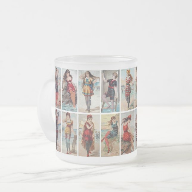 Surf Beauties of 1889 Frosted Glass Coffee Mug (Front Left)