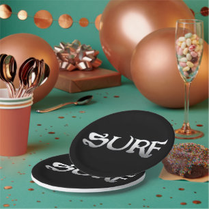 Surf black paper plates