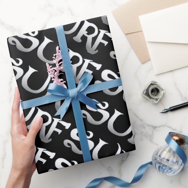 Surf black tilted glossy wrapping paper (Gifting)