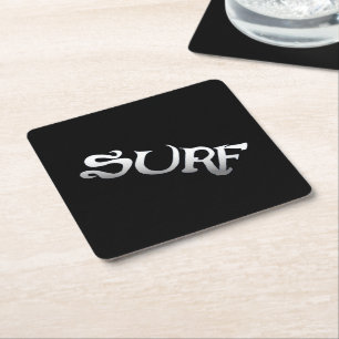 Surf black tilted paper coasters