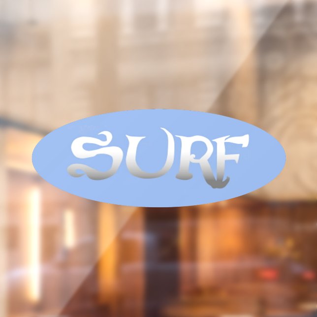Surf blue oval opaque window cling back stick (Sheet 2)