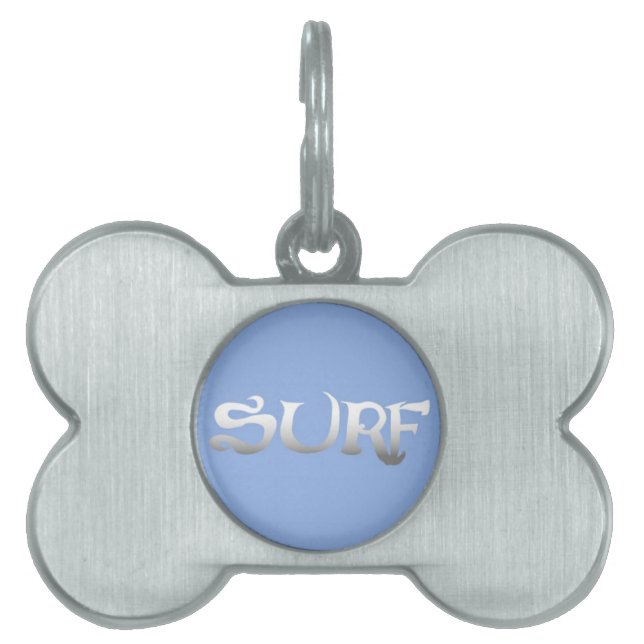 Surf blue pet bone ID tag (Front)