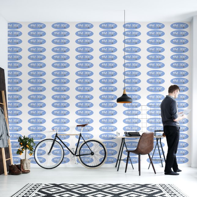 Surf blue smooth vinyl wallpaper (Living Room)