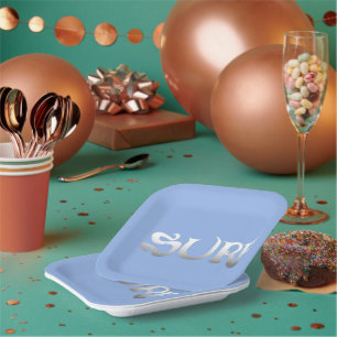 Surf blue square paper plates