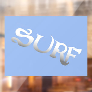 Surf blue tilted opaque window cling back stick