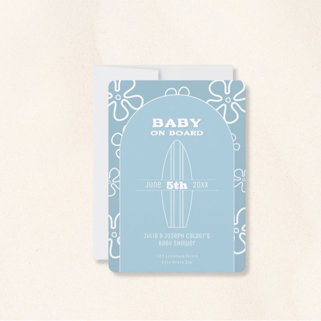 Surf Board Baby Shower - Custom Gender Neutral Invitation (Baby on Board Gender Neutral Shower)
