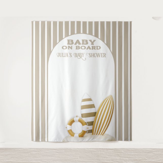 Surf Board Baby Shower Custom Gender Neutral Tapestry (Front)