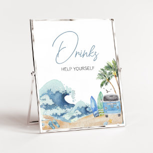 Surf Board Beach Baby Shower Drinks Poster