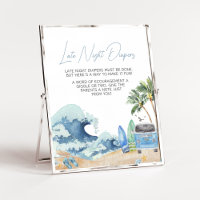 Surf Board Beach Baby Shower Late Night Diapers
