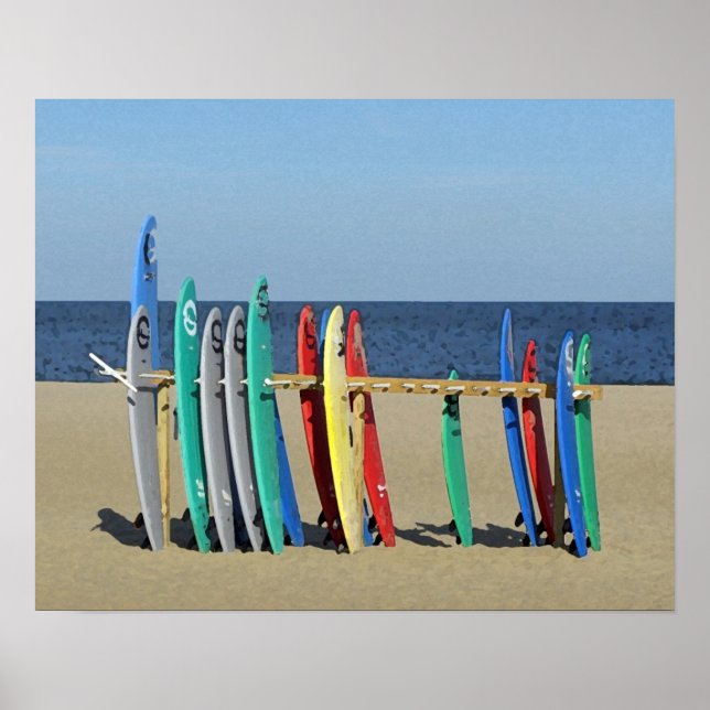 Surf boards Asbury Park NJ Beach Poster (Front)