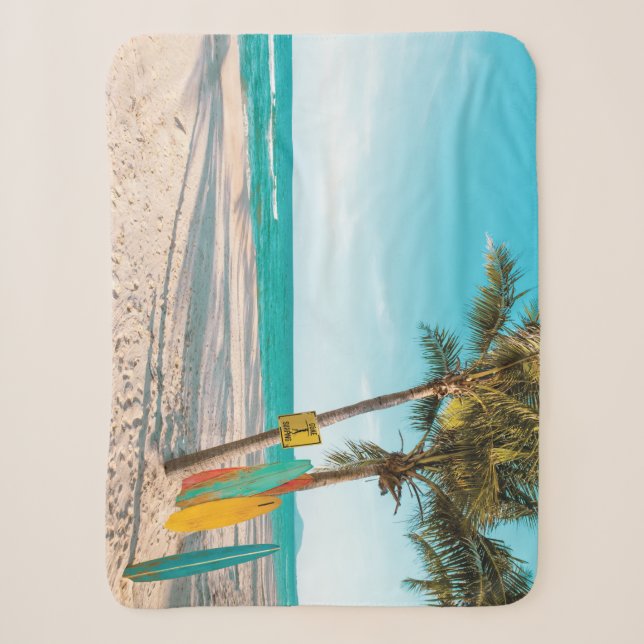Surf boards on beach throw pillow (Front)