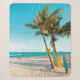 Surf boards on beach throw pillow