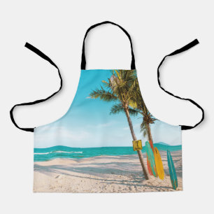 Surf boards on beach throw pillow apron