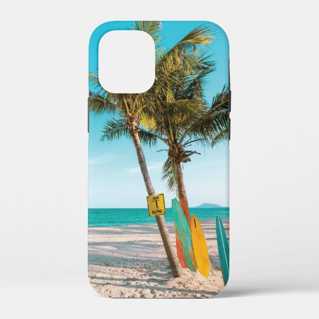 Surf boards on beach throw pillow Case-Mate iPhone case (Back)