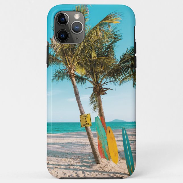 Surf boards on beach throw pillow Case-Mate iPhone case (Back)