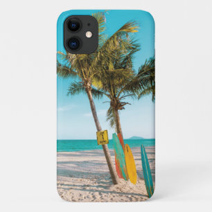 Surf boards on beach throw pillow Case-Mate iPhone case