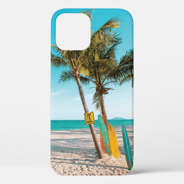 Surf boards on beach throw pillow Case-Mate iPhone case (Back)