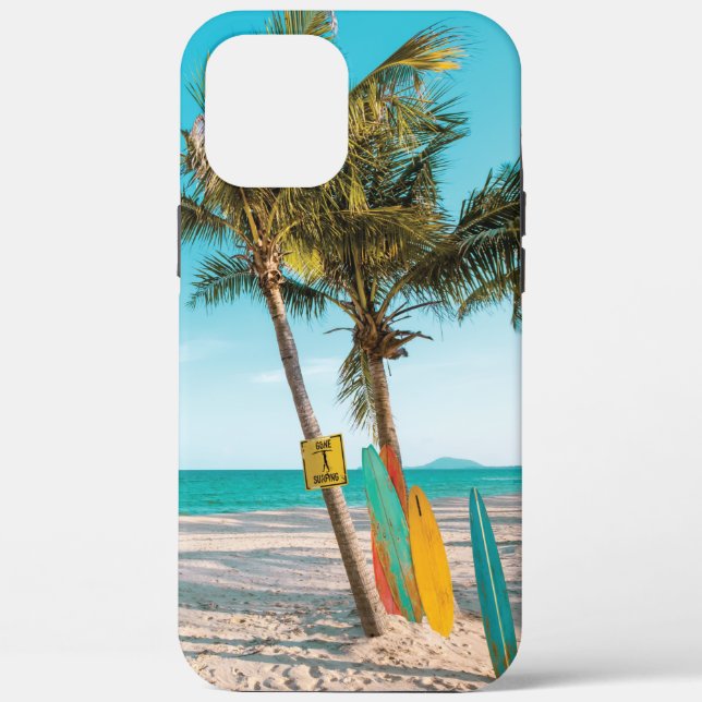 Surf boards on beach throw pillow Case-Mate iPhone case (Back)