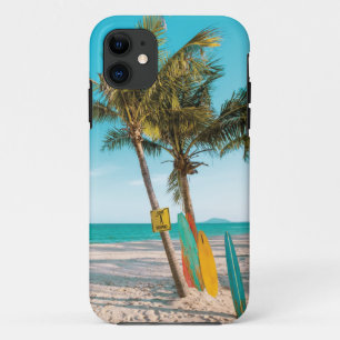 Surf boards on beach throw pillow Case-Mate iPhone case