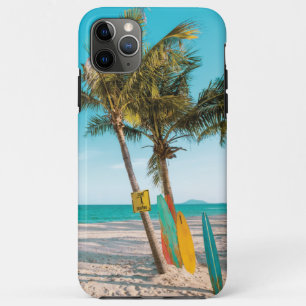 Surf boards on beach throw pillow Case-Mate iPhone case