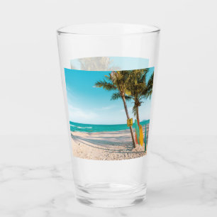 Surf boards on beach throw pillow glass