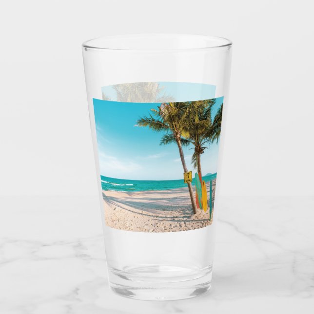 Surf boards on beach throw pillow glass (Front)