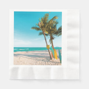Surf boards on beach throw pillow napkin