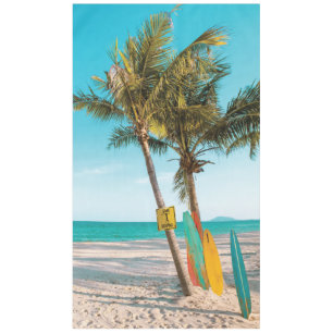 Surf boards on beach throw pillow tablecloth
