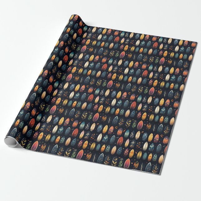 Surf Boards on Black Wrapping Paper (Unrolled)