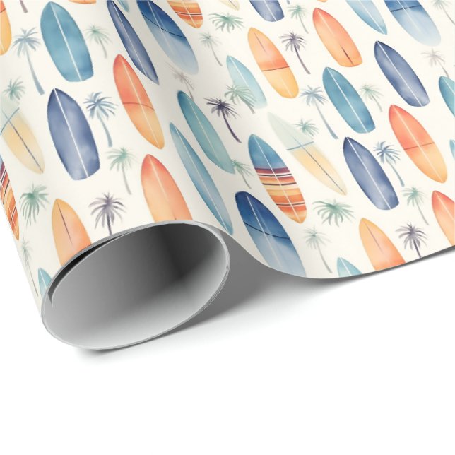 Surf Boards on Ivory Wrapping Paper (Roll Corner)