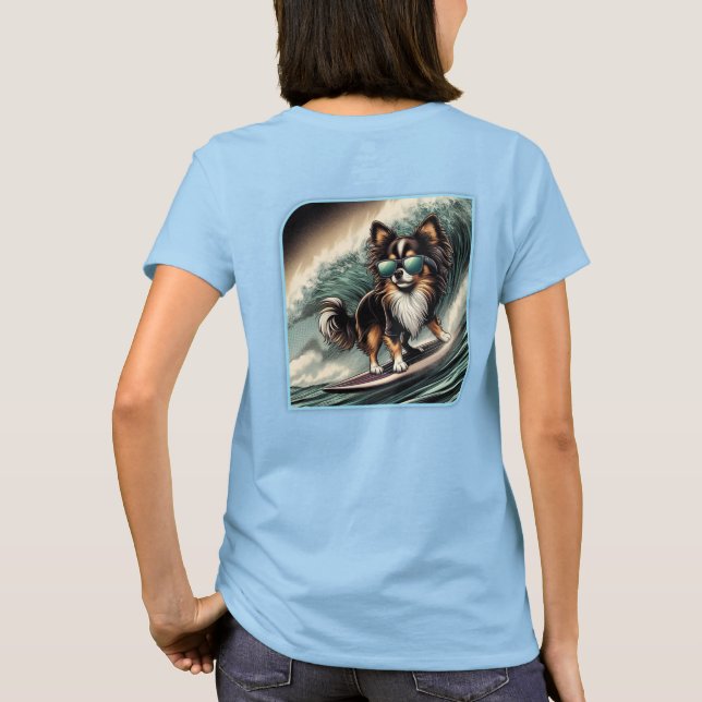 SURF Boy long-haired Chihuahua  T-Shirt (Back)