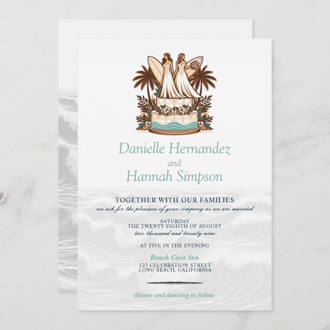 Surf Brides Wedding Invitation (Front/Back)