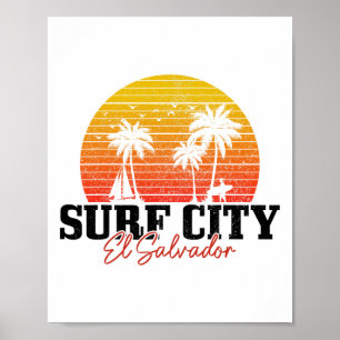 Surf City El Salvador Vintage Surfer _1 Poster