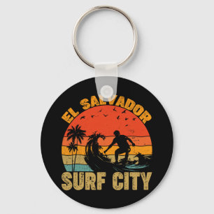 Surf City El Salvador Vintage Surfing Sivar Salvad Key Ring