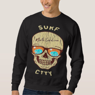 Surf City NC Summertime Vacationing Skull Sunglass Sweatshirt