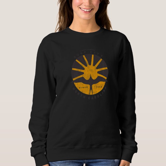 Surf City NC Summertime Vacationing Sunrise Seagul Sweatshirt (Front)