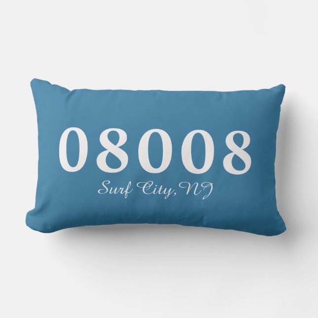 Surf City NJ 08008 Pillow, New Home Gift, Zip Code Lumbar Cushion (Front)