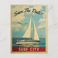 Surf City Save The Date Sailboat Nautical