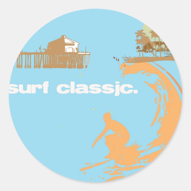 surf classic classic round sticker (Front)