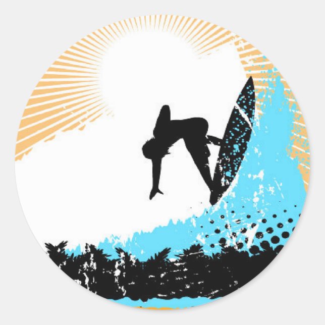 Surf Classic Round Sticker (Front)