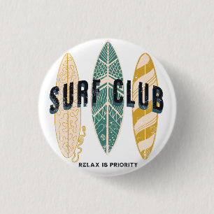 Surf Club Summer Beach Vacation Funny Vintage 3 Cm Round Badge