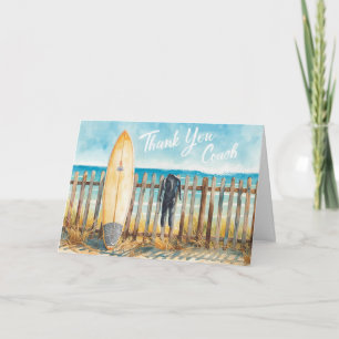 Surf Coach Thank You Postcard Coastal Surfboard
